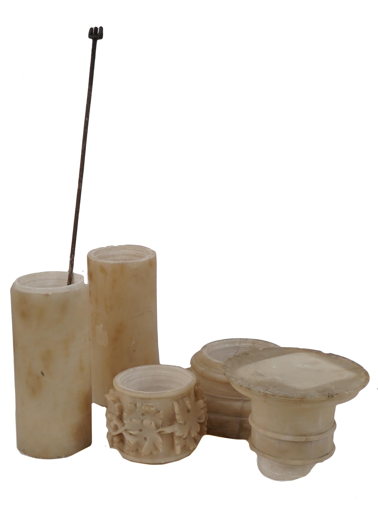 ANTIQUE ITALIAN ALABASTER PEDESTAL COLUMN PIC-2